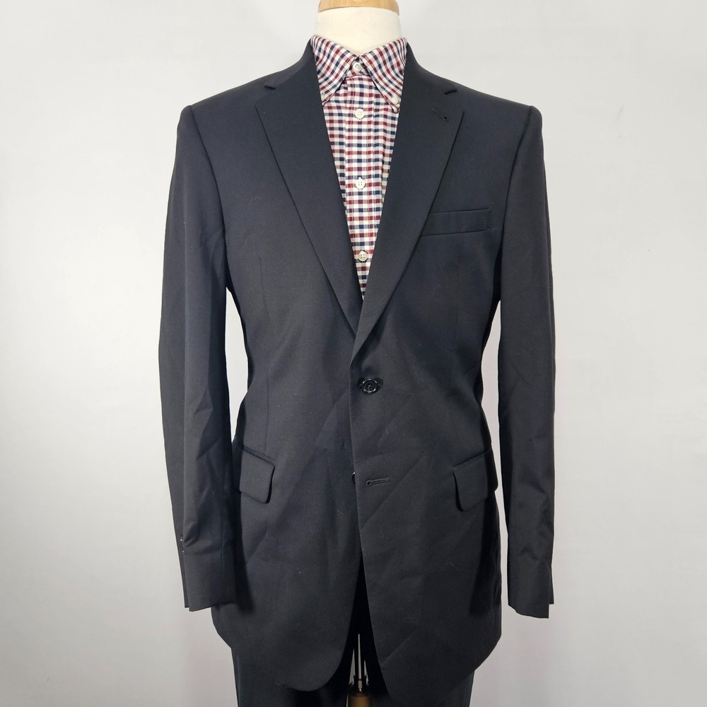 JOS A BANK Men's Sport Coat Blazer Two Button Model 810 Black Wool Size 40L
